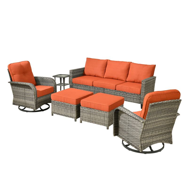 OVIOS 6-Piece Outdoor Wicker Lounge Set