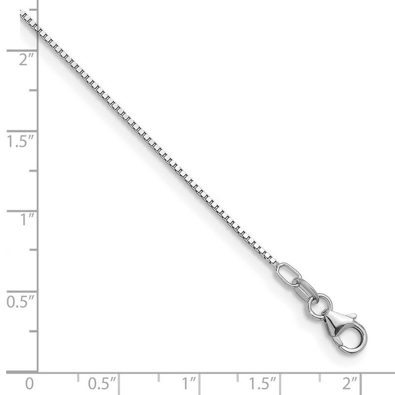 Curata 14k White Gold 0.9mm Box Chain Necklace For Women (Lobster)