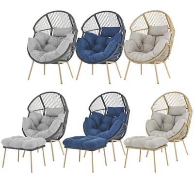 Gymojoy Outdoor Egg Chair with Cushion Patio Furniture Egg Chair Ottoman Set