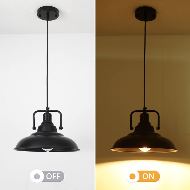 60-Watt 1-Light Pendant Light with Dome Shade for Kitchen Island, Classic Semi Flush Mount Chandelier for Dining Room