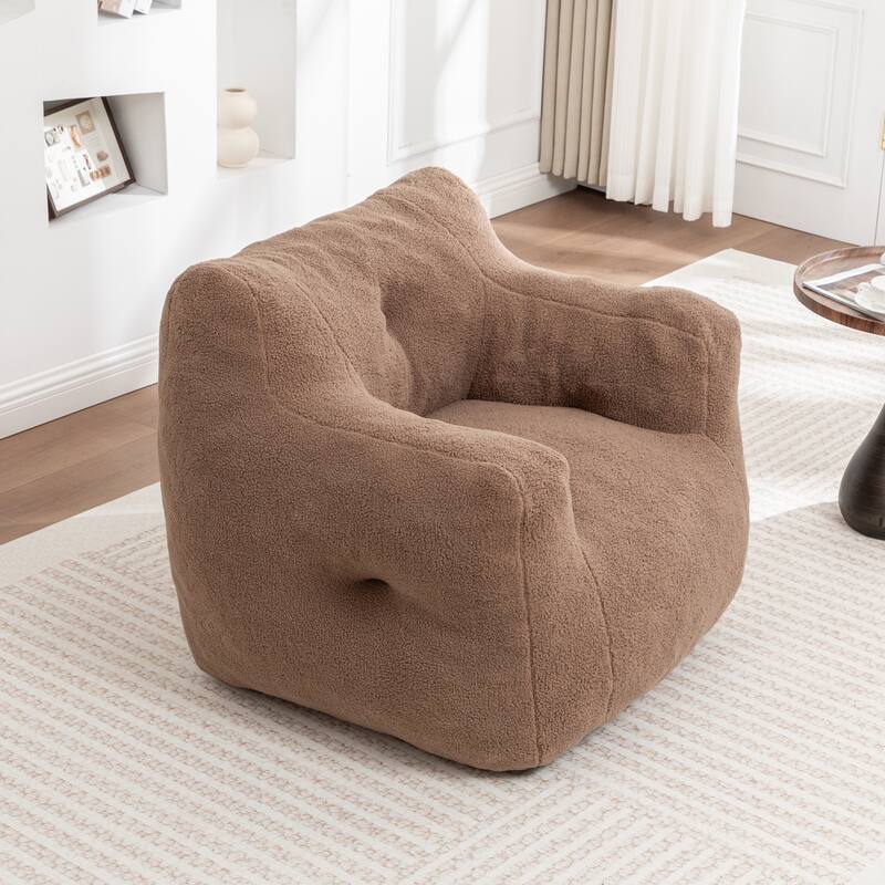Teddy Fabric Bean Bag Chair, High Density Foam Bean Bag Sofa, Comfy Fluffy Lazy Sofa Chair Living Room, Bedroom