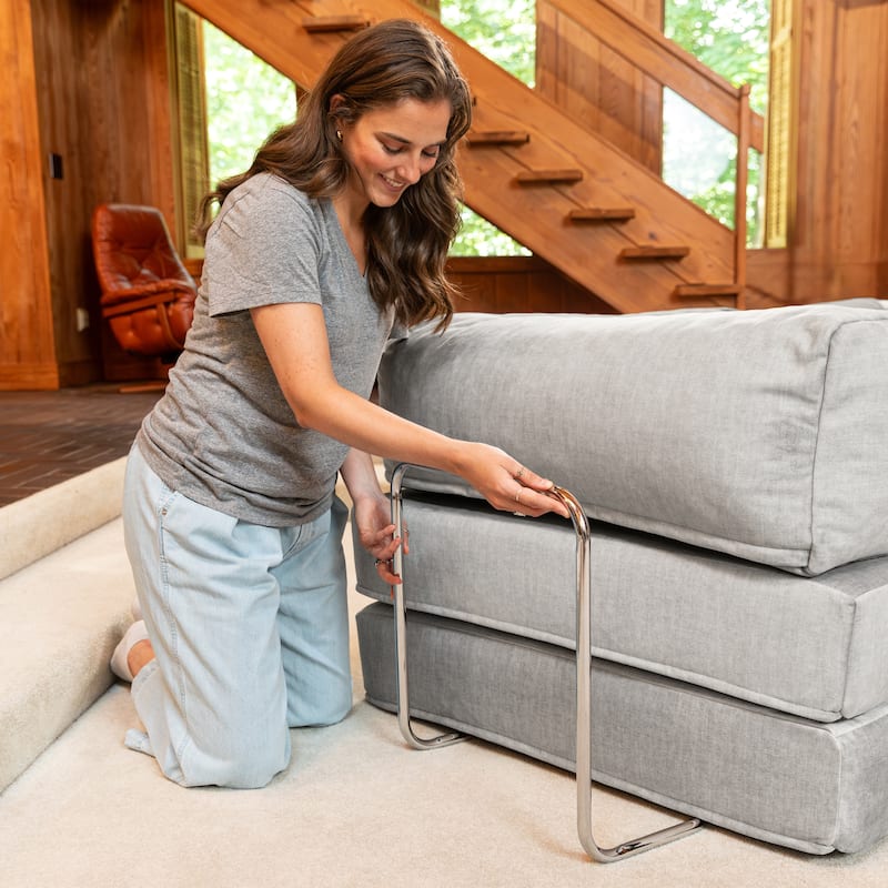 Jaxx Unsofa Modular Convertible Sectional Sofa with Fold Out King Sleeper Bed - Chair. - Performance Microvelvet Mouse Grey