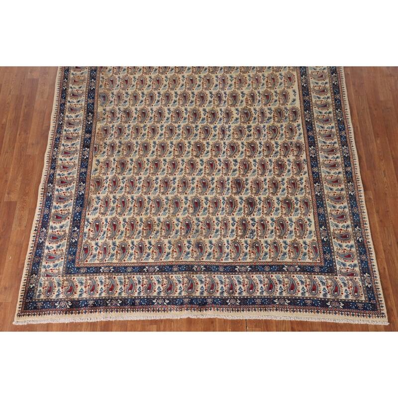Paisley Mood Persian Vintage Area Rug Hand-Knotted Wool Carpet - 6'9"x 10'7"