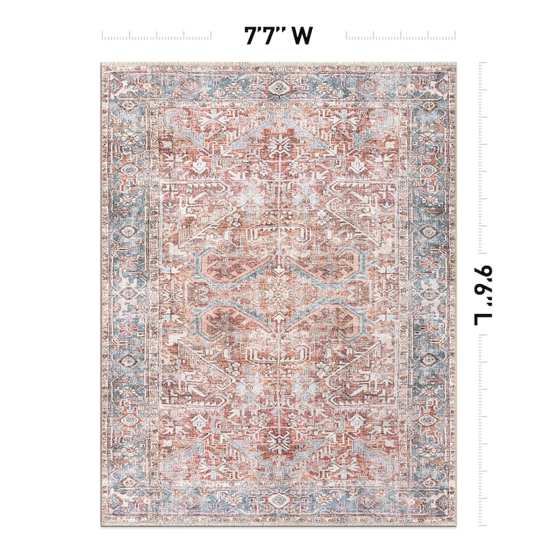 World Rug Gallery Vintage Distressed Machine Washable Area Rug