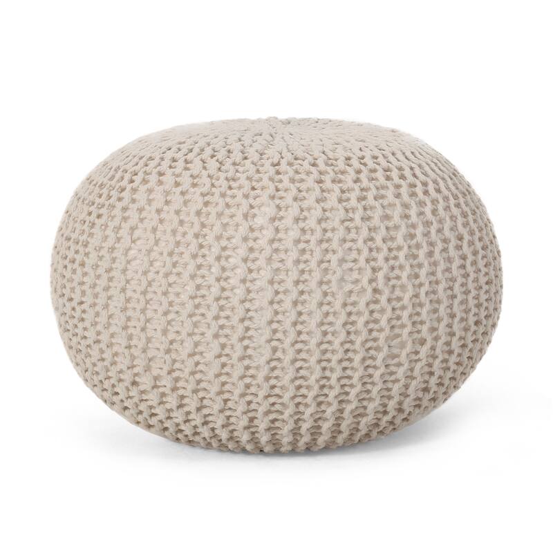 Abena Knitted Cotton Pouf by Christopher Knight Home