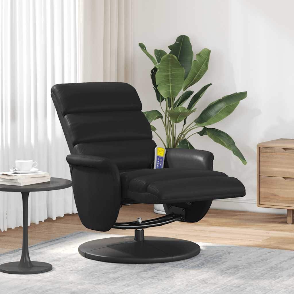 vidaXL Massage Recliner Chair Black Faux Leather, Metal, Plywood Medium