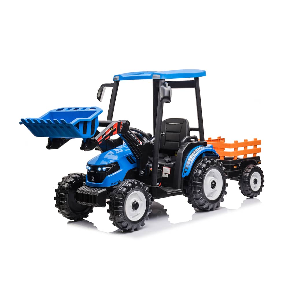 Ride on Tractors with Parent Remote Control, Pedal Tractors Ride on Car Toy Blue Battery Powered Electric Vehicle