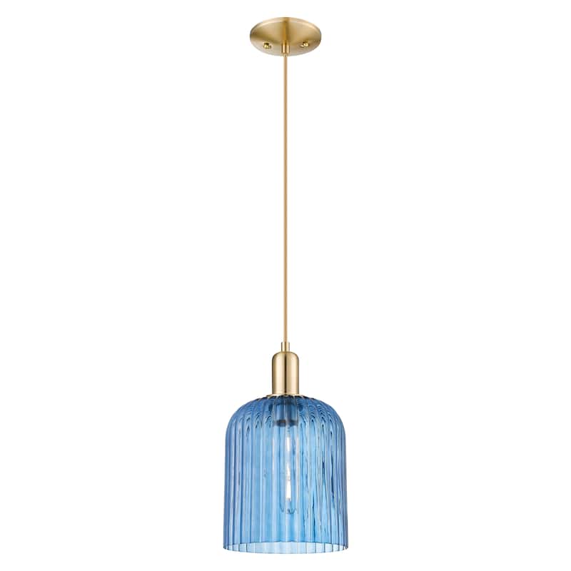 Innovations Lighting Endless Possibilities Arcadia - Bridal Veil - 1 Light 8" Cord Hung Mini Pendant - Princess Blue/Champagne Bronze