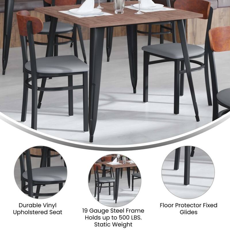 2PK Commercial Metal Dining Chairs with Boomerang Back