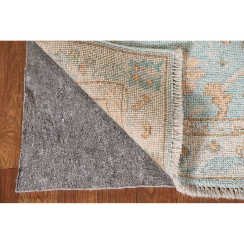 Light Blue Oushak Turkish Accent Rug Hand-Knotted Wool Carpet - 2'2"x 4'0"