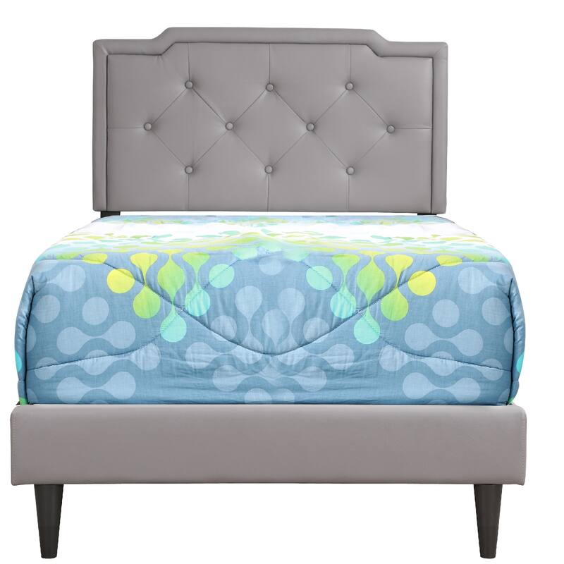 Adjustable Tufted Upholstered Twin Panel Bed - 81" - Gray