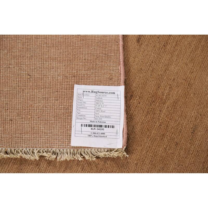 Light Brown Gabbeh Modern Runner Rug Oriental Hand-Knotted Wool Carpet - 2'7"x 9'10"