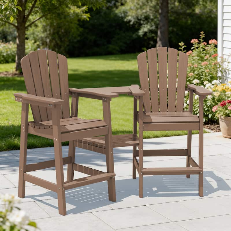 Outdoor Tall Adirondack Chair Set of 2 with Connecting Tray