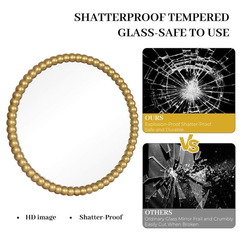 Antique Farmhouse Beaded Round Wall Mirror