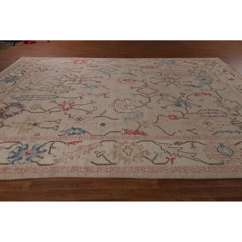 Vegetable Dye Oushak Oriental Large Area Rug Handmade Wool Carpet - 9'11"x 13'10"