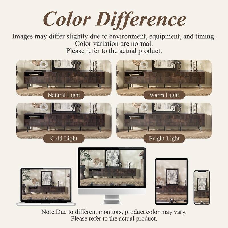 78 " Mid Century Modern TV Stand for 65+ Inch TVs, TV Console with Storage Cabinets for Living Room