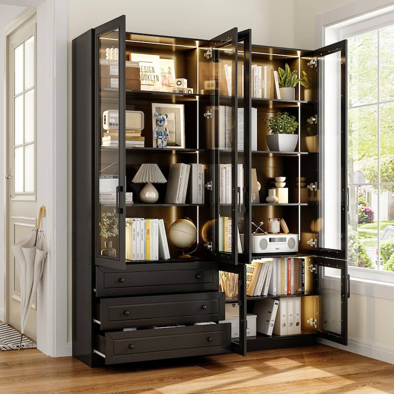 Organizer Eco-Friendly Accent Light Strip Bookshelves Display Cabinet - 63"x78.7“