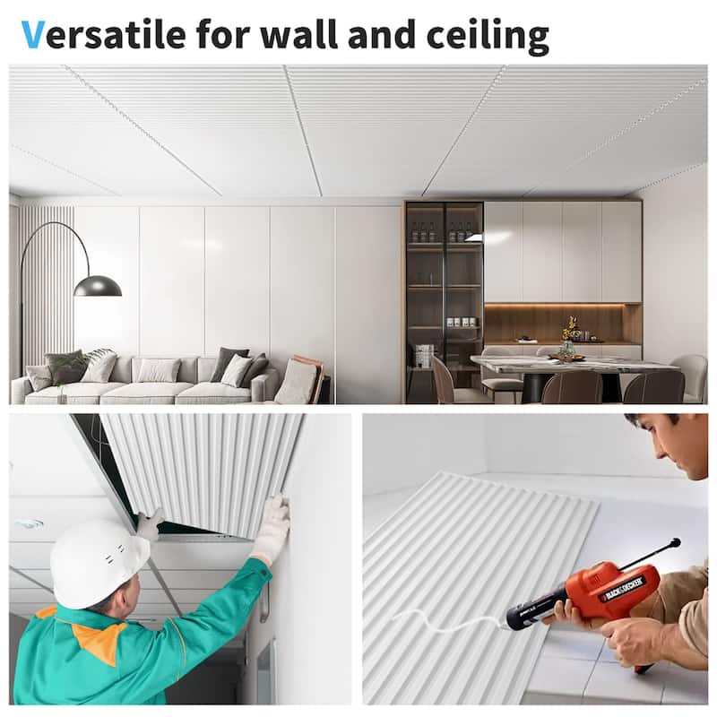 Art3d PVC Drop Ceiling Tiles,Slat Design Wall Panels,2X4 ft,12Pcs