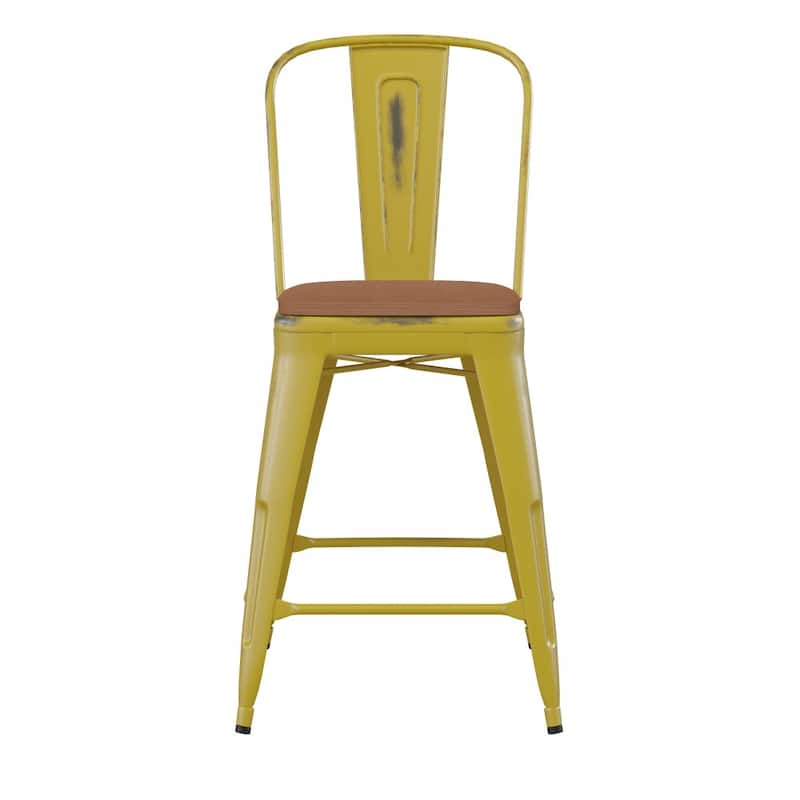 All-Weather Counter Height Stool with Poly Resin Seat