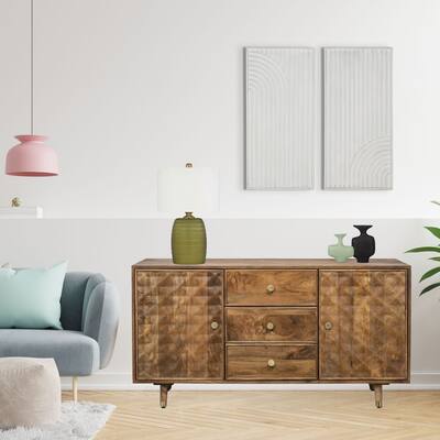 Hadley 55" Wide Solid Mango Wood Sideboard - 55" x 15.5" x 29.5"