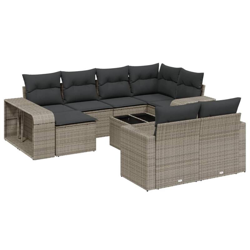 vidaXL Patio Sofa Set with Cushions Lounge Sofa Sections 11 Piece Poly Rattan