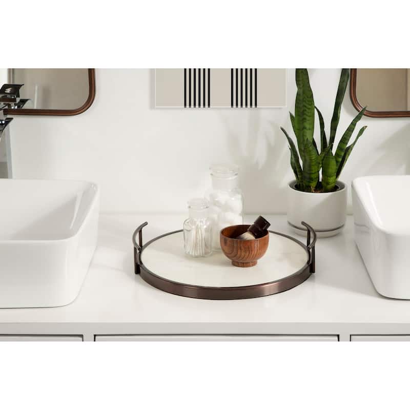 Kate and Laurel Marbury Round Metal Tray