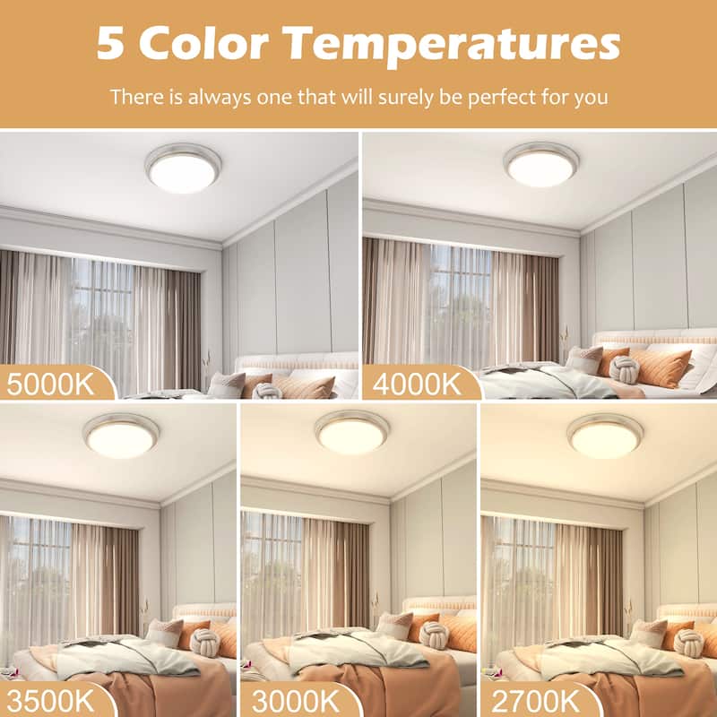 2 Pack 11-Inch LED Brushed Nickel Flush Mount Ceiling Light - 11" x 11" x 2"