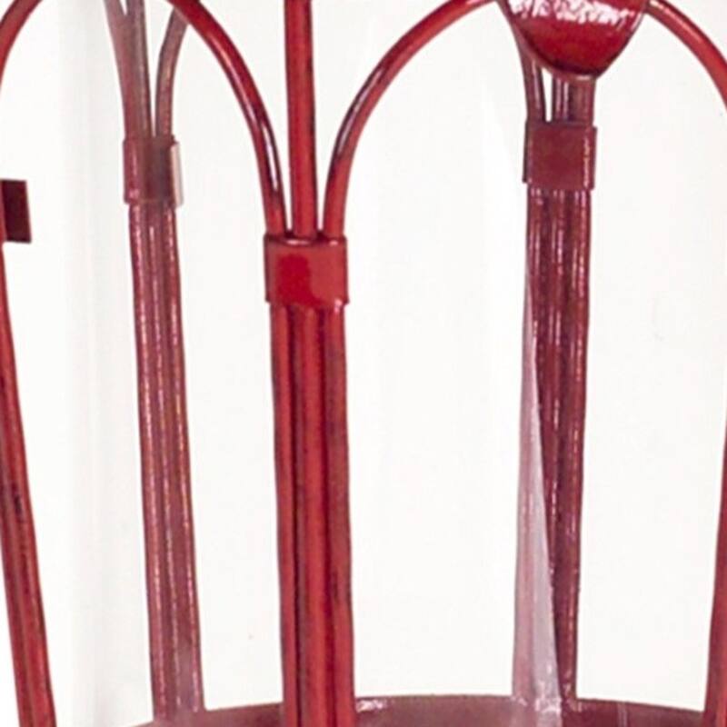 Set of Two Red Glass and Metal Distressed Tabletop Lantern Candle Holders - One Size