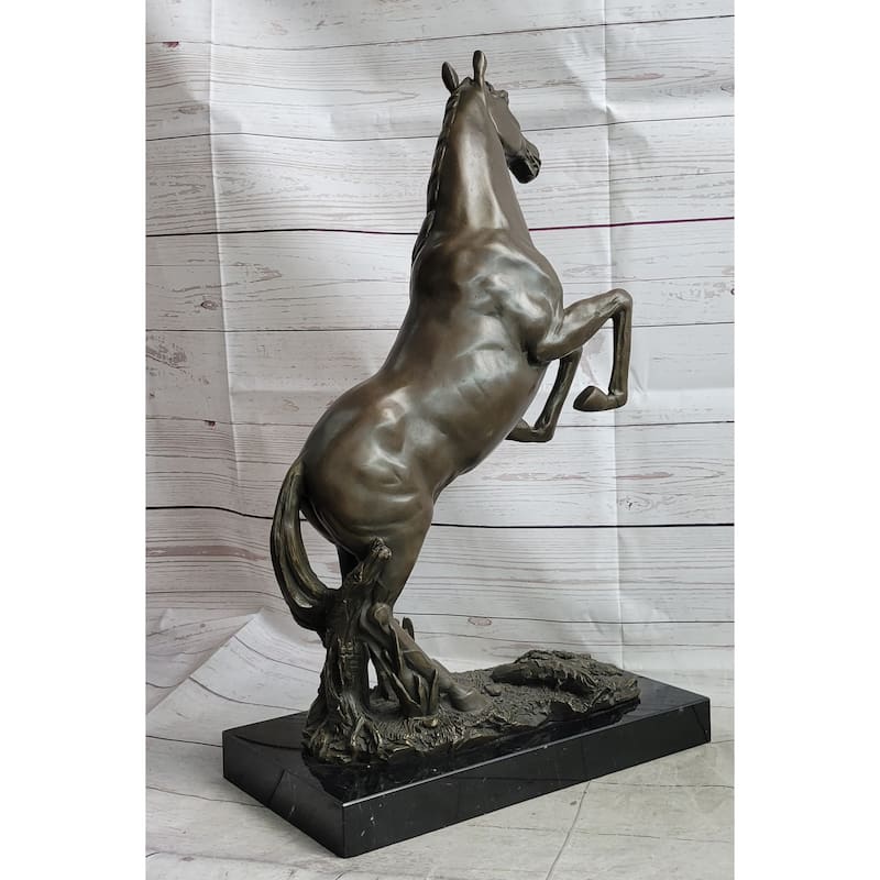 Rearing Arabian Horse Stallion Bronze Statue Sculpture Figure Equestrian Farm Stable Decor