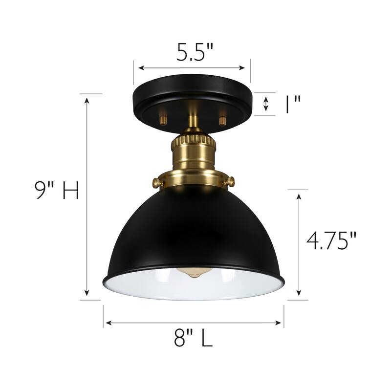 Design House Savannah Farmhouse 1-Light Indoor Semi-Flush Mount Ceiling Light Dimmable - Matte Black/Gold