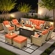 preview thumbnail 8 of 71, OVIOS 10-piece Patio Wicker Swivel Rocking Chair Set With Fire Pit