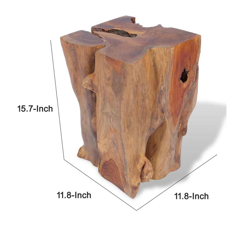 Georgy Outdoor Square Stool with Oiled Finish, Brown Solid Teak Wood