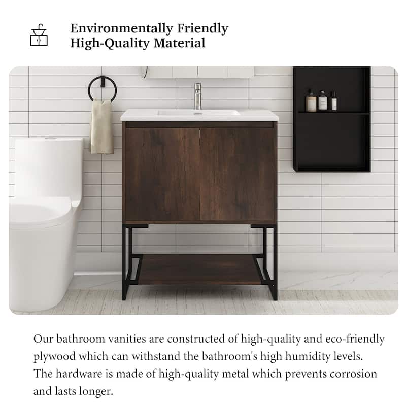 30-inch Freestanding Bath Vanity with Cultured Mable Top