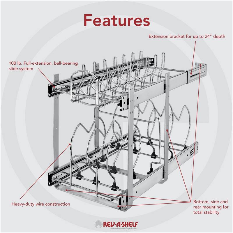 Rev-A-Shelf 5CW2 Series Pull Out 2 Tier Cookware Organizer for 12 Inch