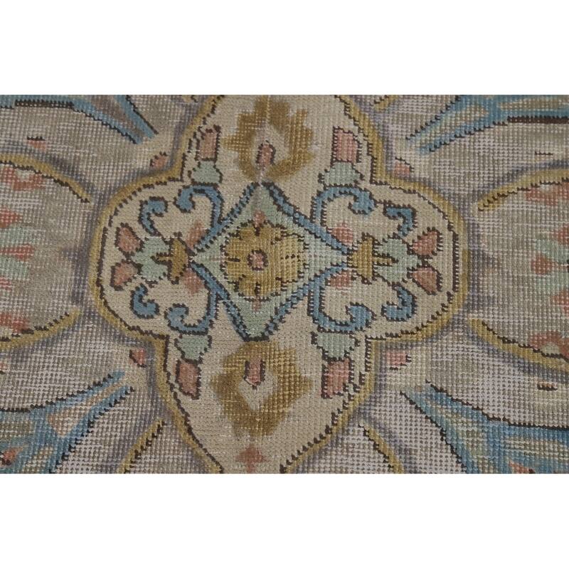 Traditional Tabriz Persian Area Rug Handmade Beige Wool Carpet - 10'0"x 12'5"