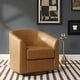preview thumbnail 3 of 49, HULALA HOME Althea Modern Genuine Leather Swivel Barrel Chair with Solid Wood Base