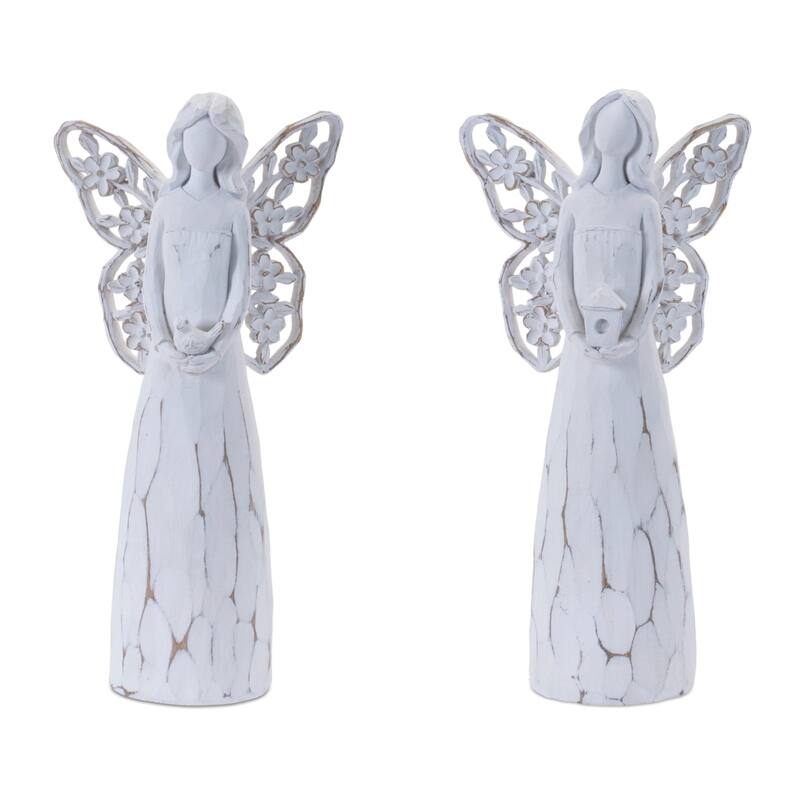 Butterfly Winged Angel Figurines - 10.25" - White - Set of 4