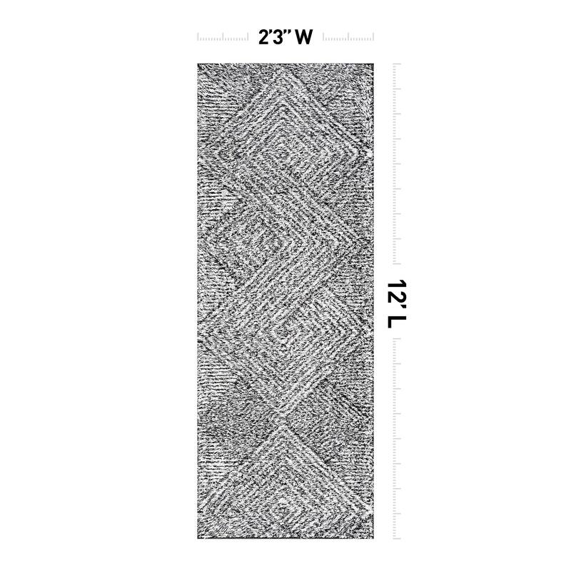 Minimal Stripe Geometric Shag Rug - Anthracite Dark Gray - Medium Pile - Cozy & Modern