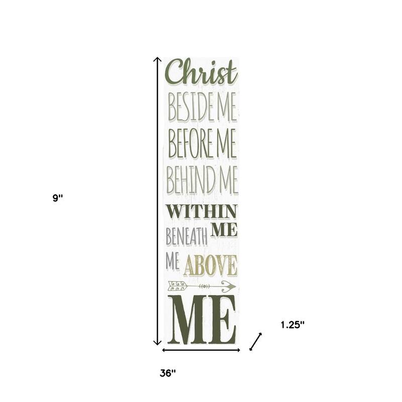 HomeRoots 36" White And Green Solid Wood Christ Religious Porch Sign