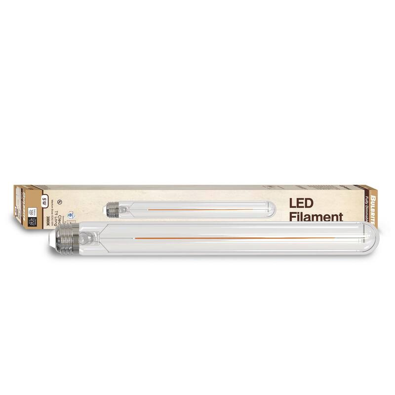 Bulbrite LED Filament Pack of (4) 5 Watt Dimmable 11 Inch T9 Light Bulb with Clear Glass Finish and Medium (E26) Base