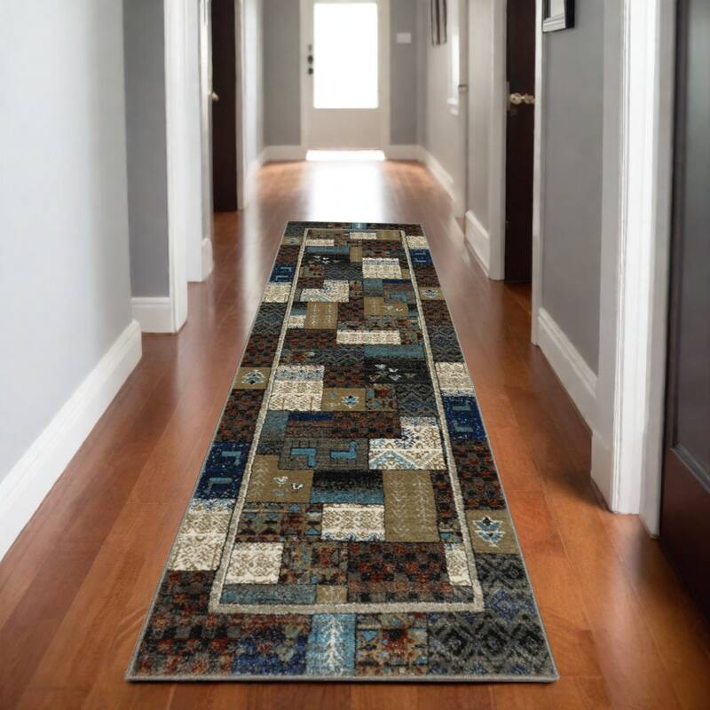 HomeRootsPatchwork Bohemian Runner Area Rug - 90.55' X '26.38' X '0.32