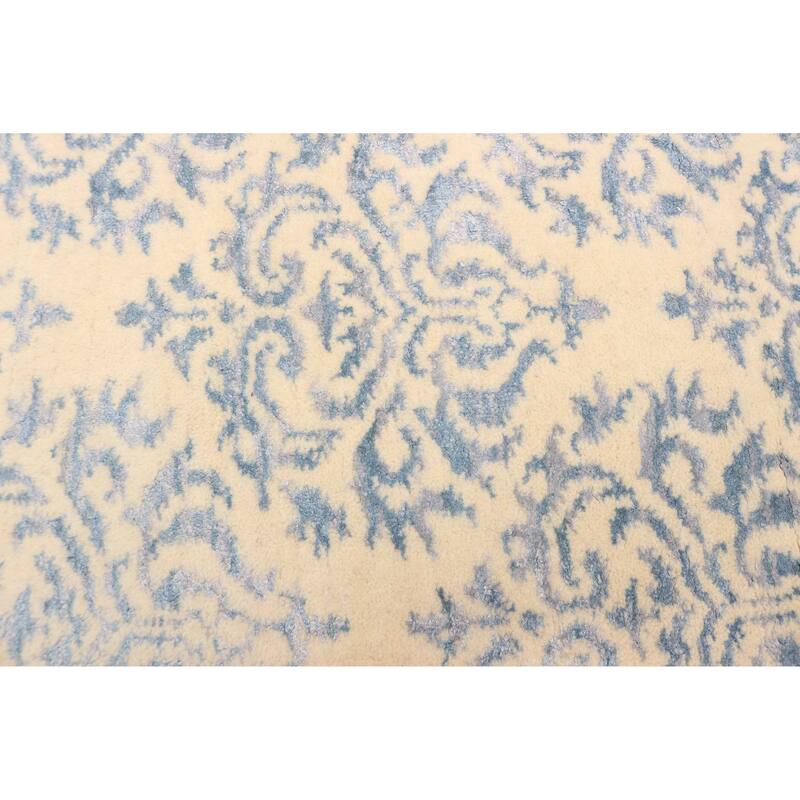 ECARPETGALLERY Hand Loomed Elysian Cream Viscose, Wool Rug - 4'10 x 7'11