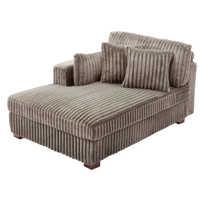42" W Plush Corduroy Upholstered Chaise Lounge Sleeper for Living