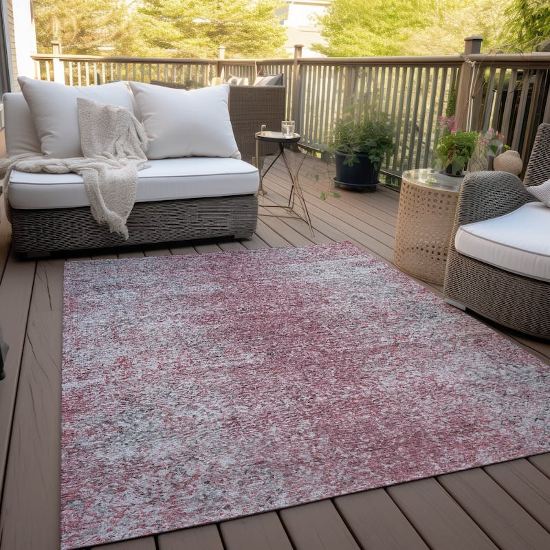 Machine Washable Indoor/ Outdoor Chantille Solid Contemporary Rug - Merlot - 9' x 12'