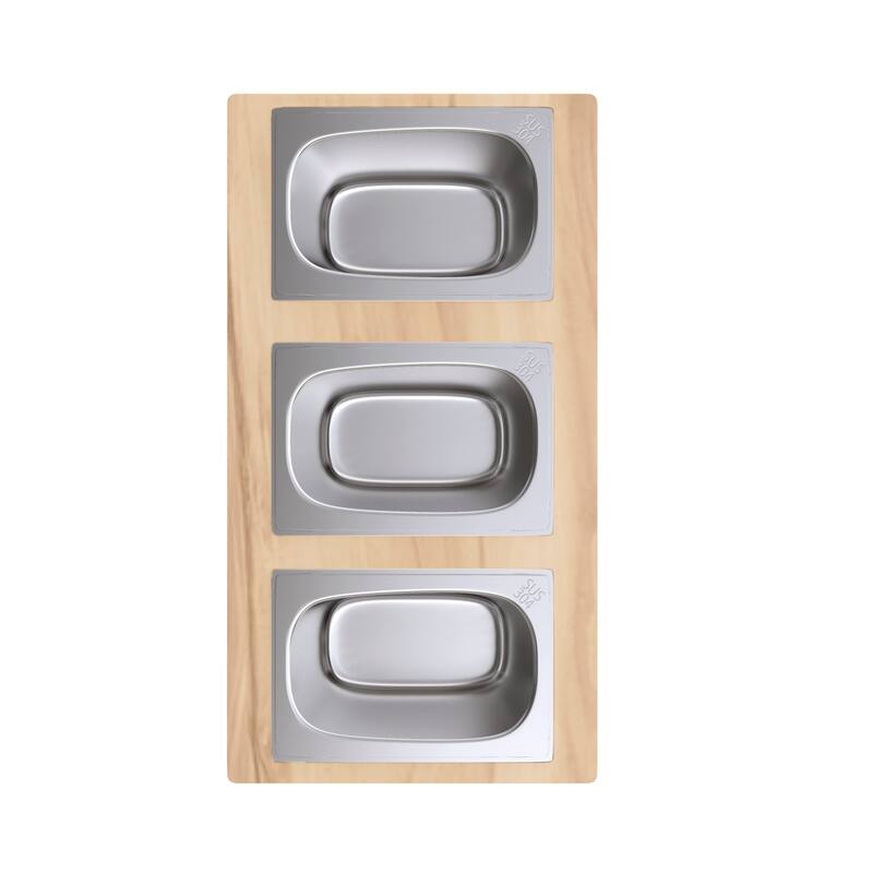Swiss Madison SM-KA791 9" x 16-3/4" Condiment Serving Board with 3 - Stainless Steel