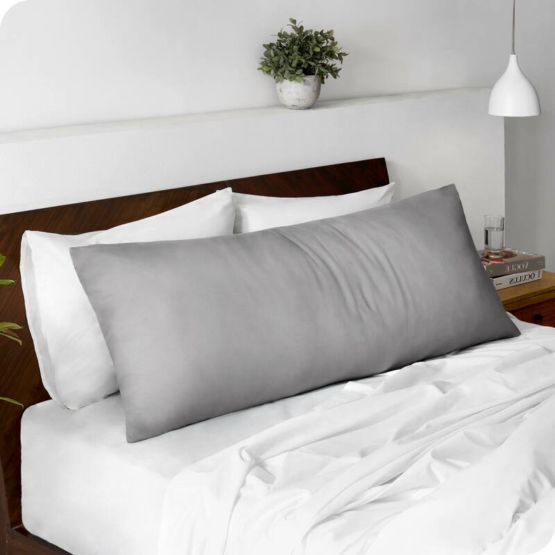 Bare Home Microfiber Body Pillow Cover with Zipper Closure - Light Grey