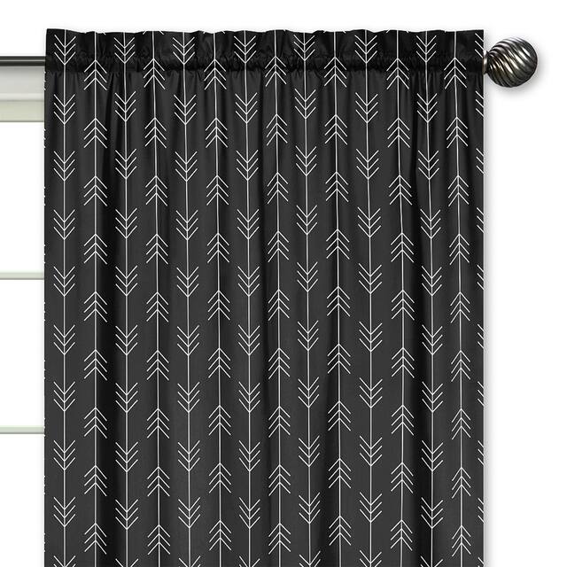 Sweet Jojo Designs Black and White Woodland Arrow Rustic Patch Collection 84-inch Window Treatment Curtain Panel Pair