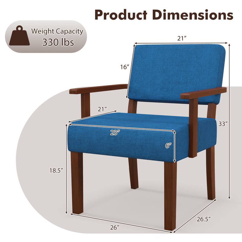 Costway Mid-Century Linen Accent Chair Living Room Chair with Soft - See Details