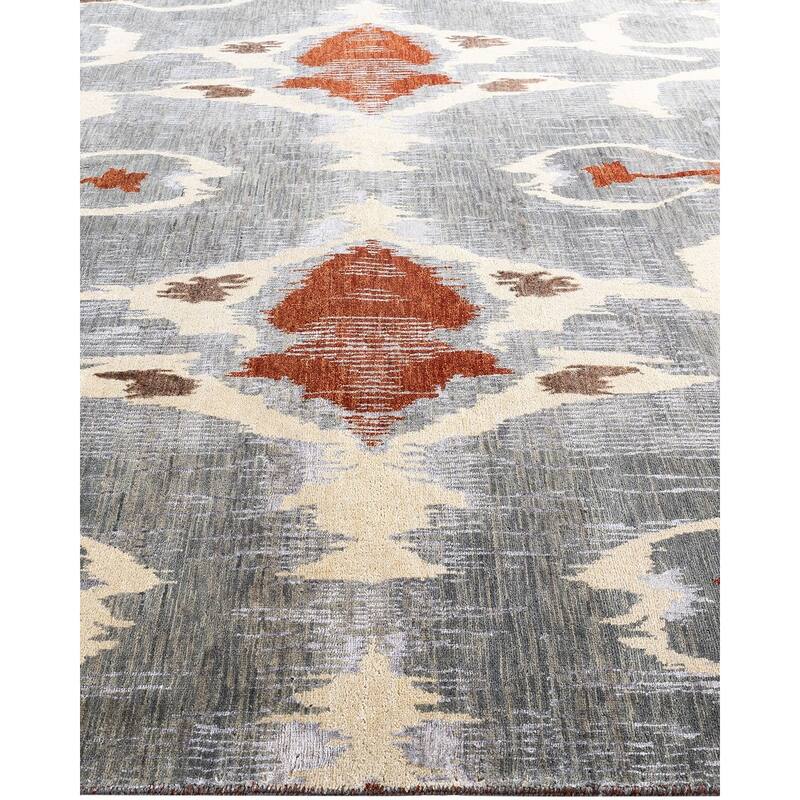 Ikat One-of-a-Kind Hand-Knotted Area Rug - Gray, 8' 3" x 10' 6" - 8' 3" x 10' 6"