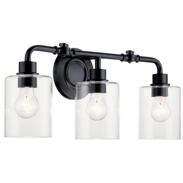 slide 2 of 10, Kichler Lighting Gunnison 24 inch 3-Light Vanity Light Black